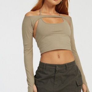 Motel Rocks Brandy Long Sleeve Top in London Fog Size Small